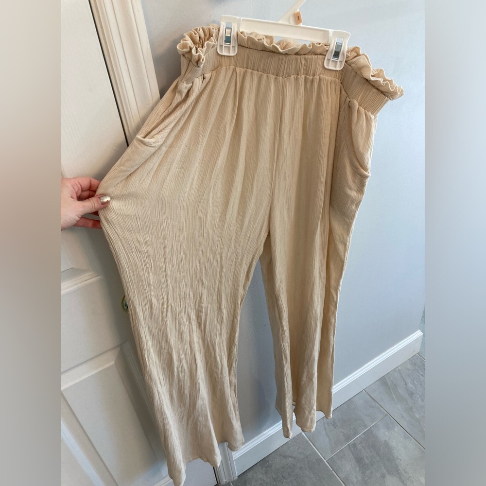 Nasty gal wide leg casual beach cover up pants size 8 with pockets
